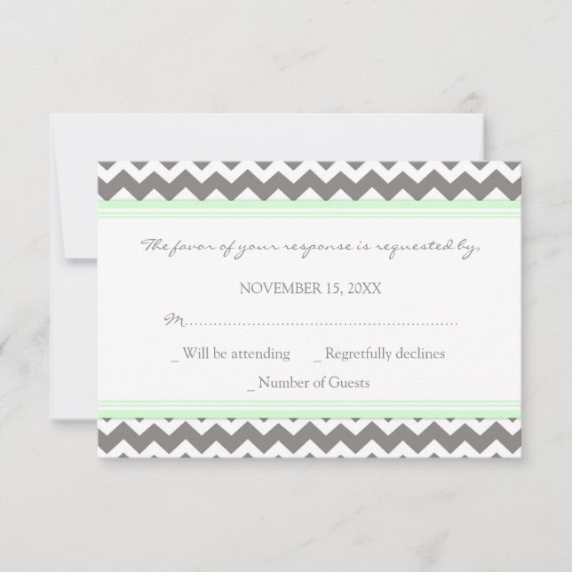 Grått Mint Chevron OSA Bröllop Card Kort (Framsida)
