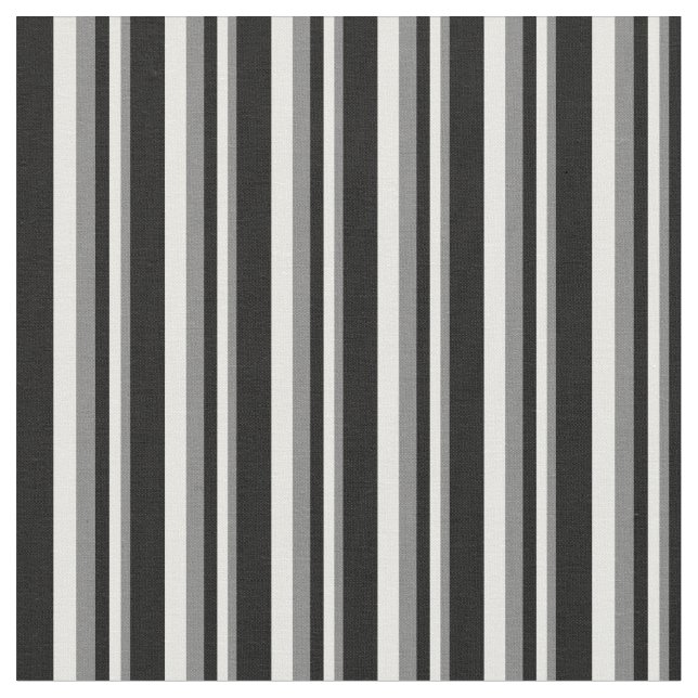 Grått, Mint Cream & Black Färgad Stripe Mönster Tyg (Närbild)
