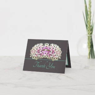 Grått Mint Exotic White Orchid Bouquet Tack Kort