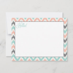 Grått Mint Peach Zigzag Tribal Ikat Mönster