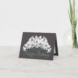 Grått Mint White Daffodils Bouquet Grattis på föde Kort