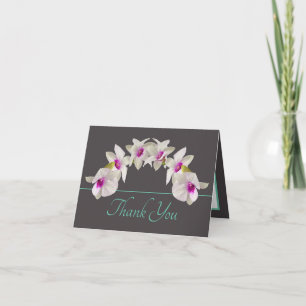 Grått Mint White Rosa Orchid Bouquet Tack Kort