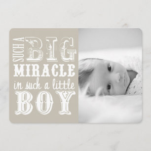 Grått Miracle Boy   Fotofödelsemeddelande Meddelande