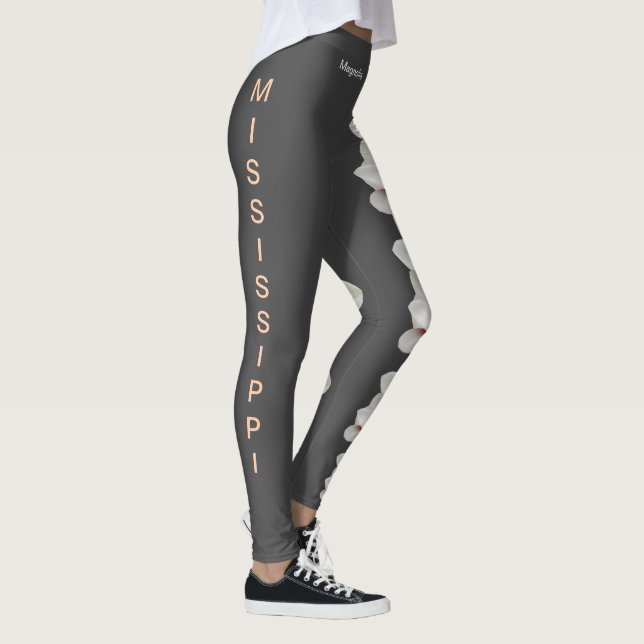 Grått Mississippi State Flower Magnolia Leggings (Höger)