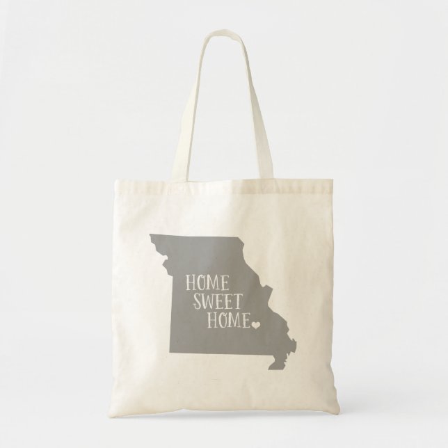 Grått Missouri Home Sweet Home State Tote Bag Tygkasse (Framsidan)