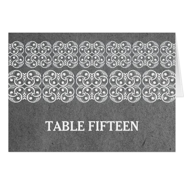 Grått Modern Bohemian Bordsnummer Card Hälsningskort (Framsidan Horizontal)