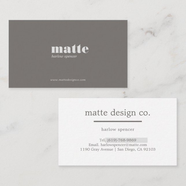 Grått | Modern Elegant - minimalistisk Professione Visitkort (Fram/baksida)
