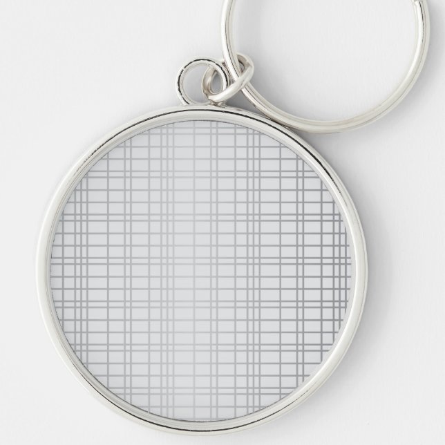 Grått, modern, enkel, coola, trendig, linjer rund silverfärgad nyckelring (Framsidan)