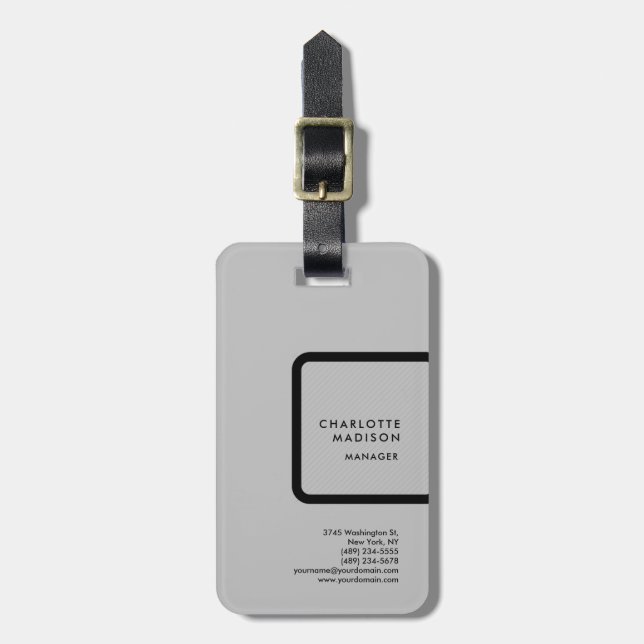 Grått Modern enkel, minimalistisk vanlig Professio Bagagebricka (Vertikal Framsida)