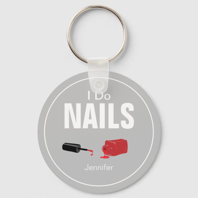 Grått Modern I Do Nagel (Nail Technician) Nyckelring (Framsida)