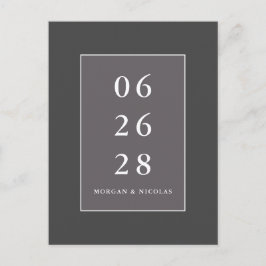 Grått Modern Minimalist Bröllop spara datum Vykort