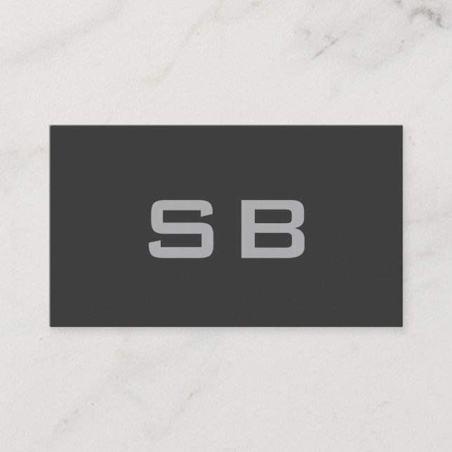 Grått Modern Monogram Standard-Affärskort Visitkort (Framsida)