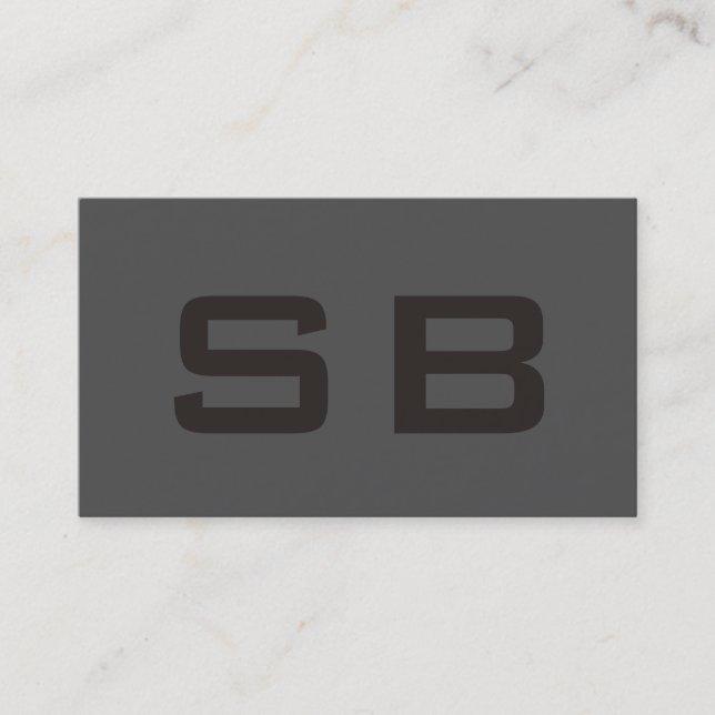 Grått Modern Monogram Standard-Affärskort Visitkort (Framsida)