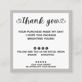 Grått Modern Order-Tack-order som gjorts på min da Fyrkantigt Visitkort