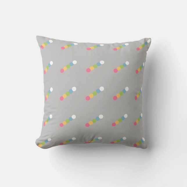 Grått Modern Polka Dot Mönster Kudde (Framsida)