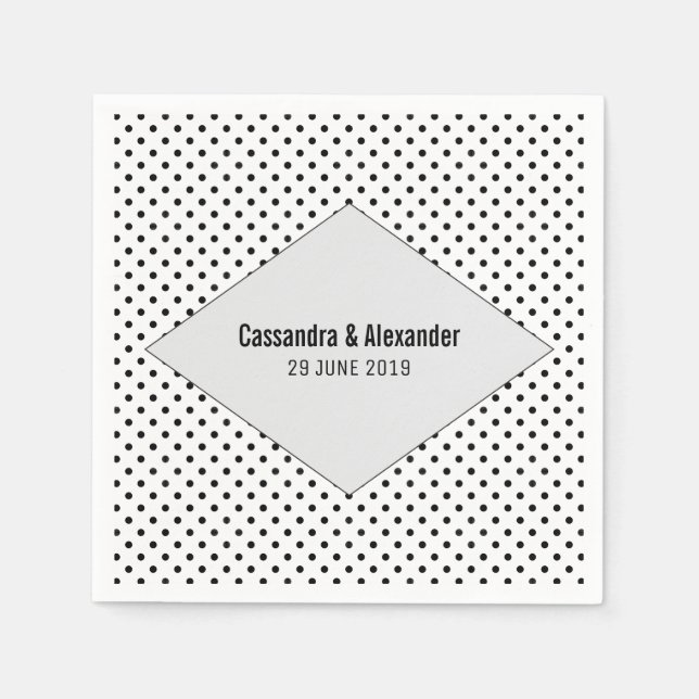 Grått Modern Polka dots Bröllop Pappersservett (Framsidan)