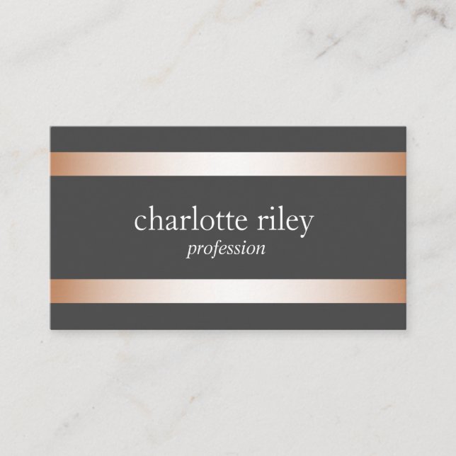 Grått | Modern Ro Guld Rand Snyggt Visitkort (Framsida)