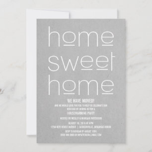 Grått Modern Sweet Home Houseuppvärmning Party Inbjudningar
