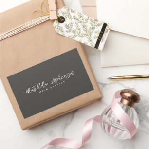 Grått, modernt skript med minimal elegant rektangulärt klistermärke