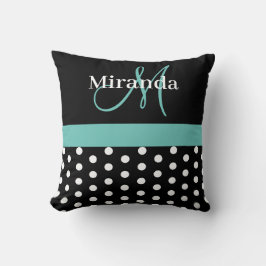 Grått Monogram Black med vit Polka dots Kudde