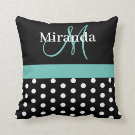 Grått Monogram Black med vit Polka dots Kudde