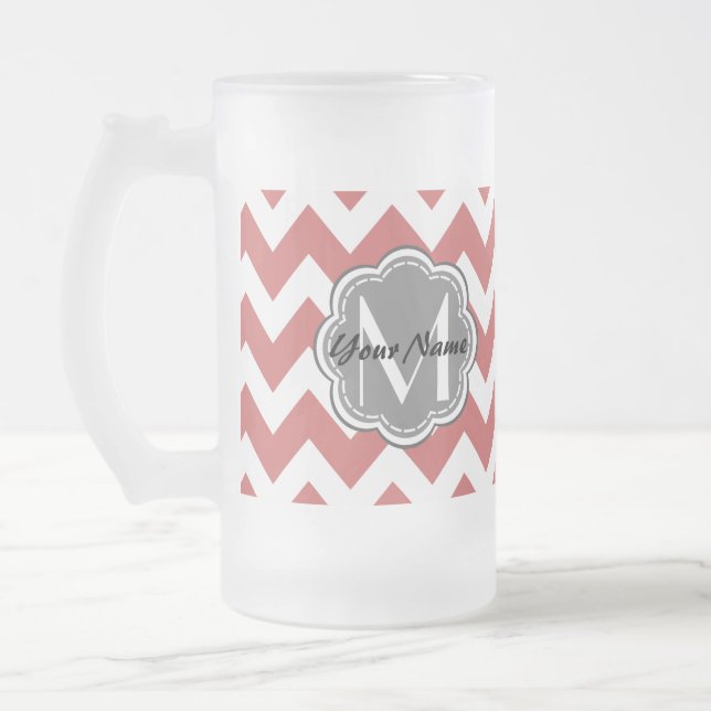 Grått Monogram (Blommigt) Frostat Ölglas (Vänster)