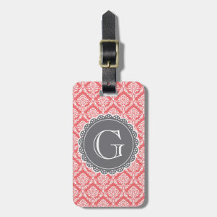 Grått-monogram för skada på Blommigten Bagagebricka