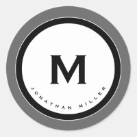 Grått Monogram Medallion med Initial & Namn