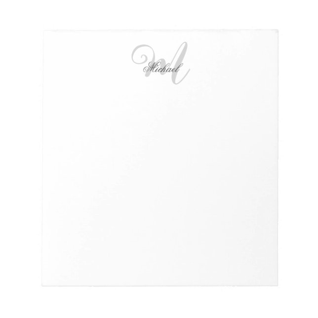 Grått Monogram Minimalist Enkelt Elegant Anteckningsblock (Framsida)