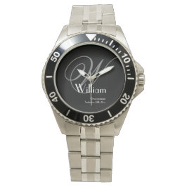 Grått monogram och detaljerad kolansikte sällskaps armbandsur