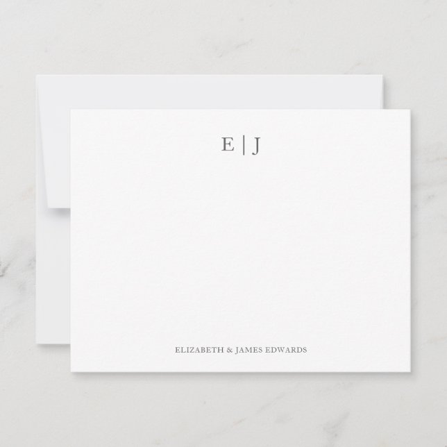 Grått Monogram par Initialer Personlig Anteckningskort (Framsida)