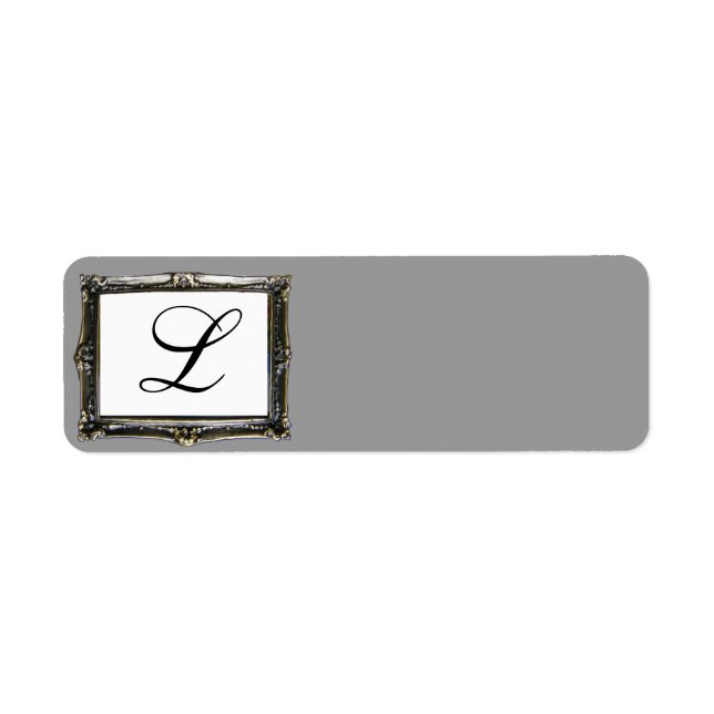 Grått Monogram ursprunglig etikett Returadress Etikett (Framsidan)