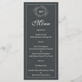 Grått Monogram Vapensköld Menu Meny