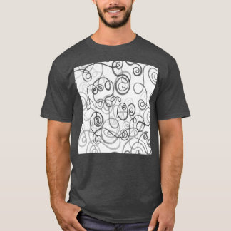 Grått Monokromt viskosiskt organiskt Linjer Kurvor T Shirt