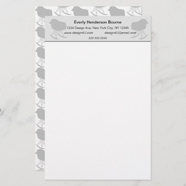 Grått Mönster-ordförande Silhouette (Fram/baksida)