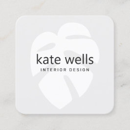 Grått Monstera Tropical Löv Logotyp Insida Designe Fyrkantigt Visitkort