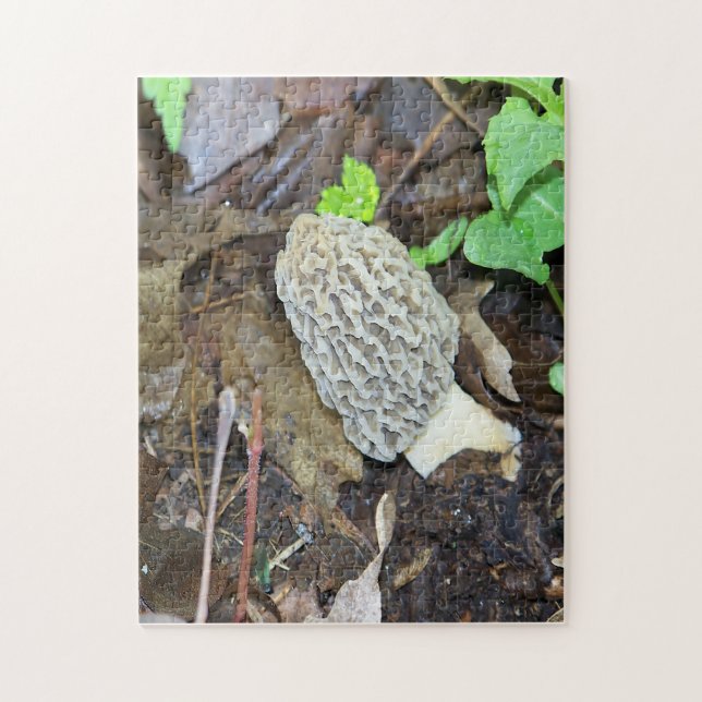 Grått Morel Mushroom Pussel (Vertikal)