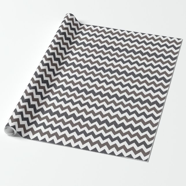 Grått Mörk Liver Chevron Zigzap Mönster Presentpapper (Utrullad)