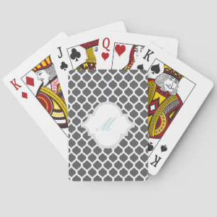 Grått Moroccan Mönster med Monogram-spelkort Spelkort