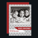 Grått Moroccan Mönster Modern God jul Photo Julkort<br><div class="desc">Skicka ditt helgdag till vänner och familj med det här anpassadet julkort. Det här fotojulkortet har grått Morrocan-plattan mönster. Anpassa genom att lägga till information. Julkortet finns i anpassningsbar i andra färg och på andra kartonger. Matchande objekt är tillgängliga.</div>