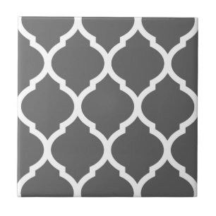 Grått Moroccan Quatrefoil Patternated Ceramic Tile Kakelplatta