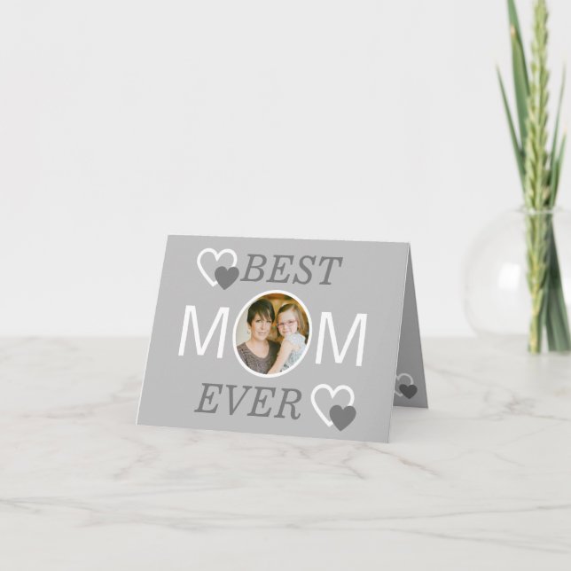 Grått Mors dag Best Mamma någonsin-fotokort Kort (Framsida)