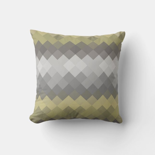 Grått Mosaic Diamond Geometric Mönster Kudde (Framsida)