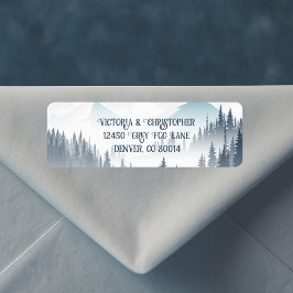 Grått Mountain Fog Forest Wilderness Returadress Etikett