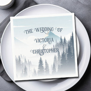 Grått Mountain Fog Forest Wilderness Winter Weddin Pappersservett