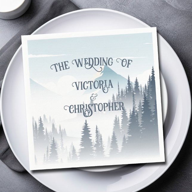 Grått Mountain Fog Forest Wilderness Winter Weddin Pappersservett (Skapare uppladdad)