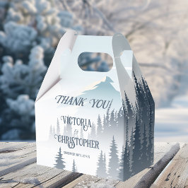 Grått Mountain Fog Forest Wilderness Winter Weddin Presentaskar