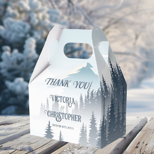 Grått Mountain Fog Forest Wilderness Winter Weddin Presentaskar