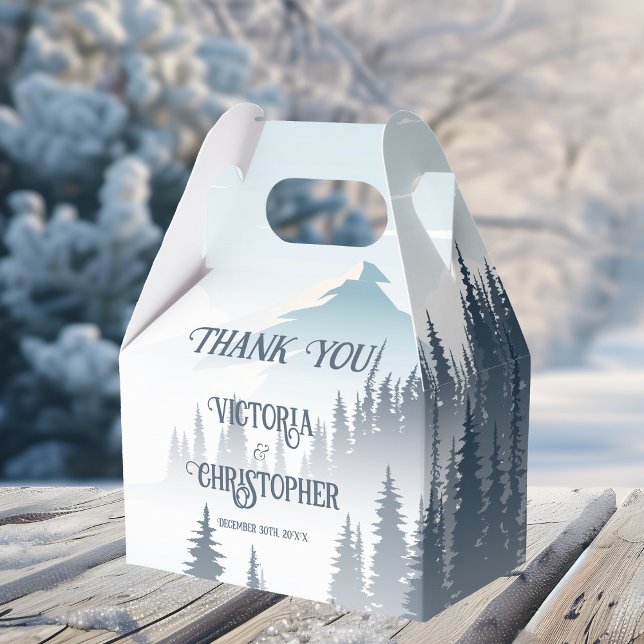 Grått Mountain Fog Forest Wilderness Winter Weddin Presentaskar (Skapare uppladdad)