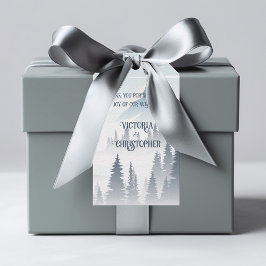 Grått Mountain Fog Forest Wilderness Winter Weddin Presentetikett